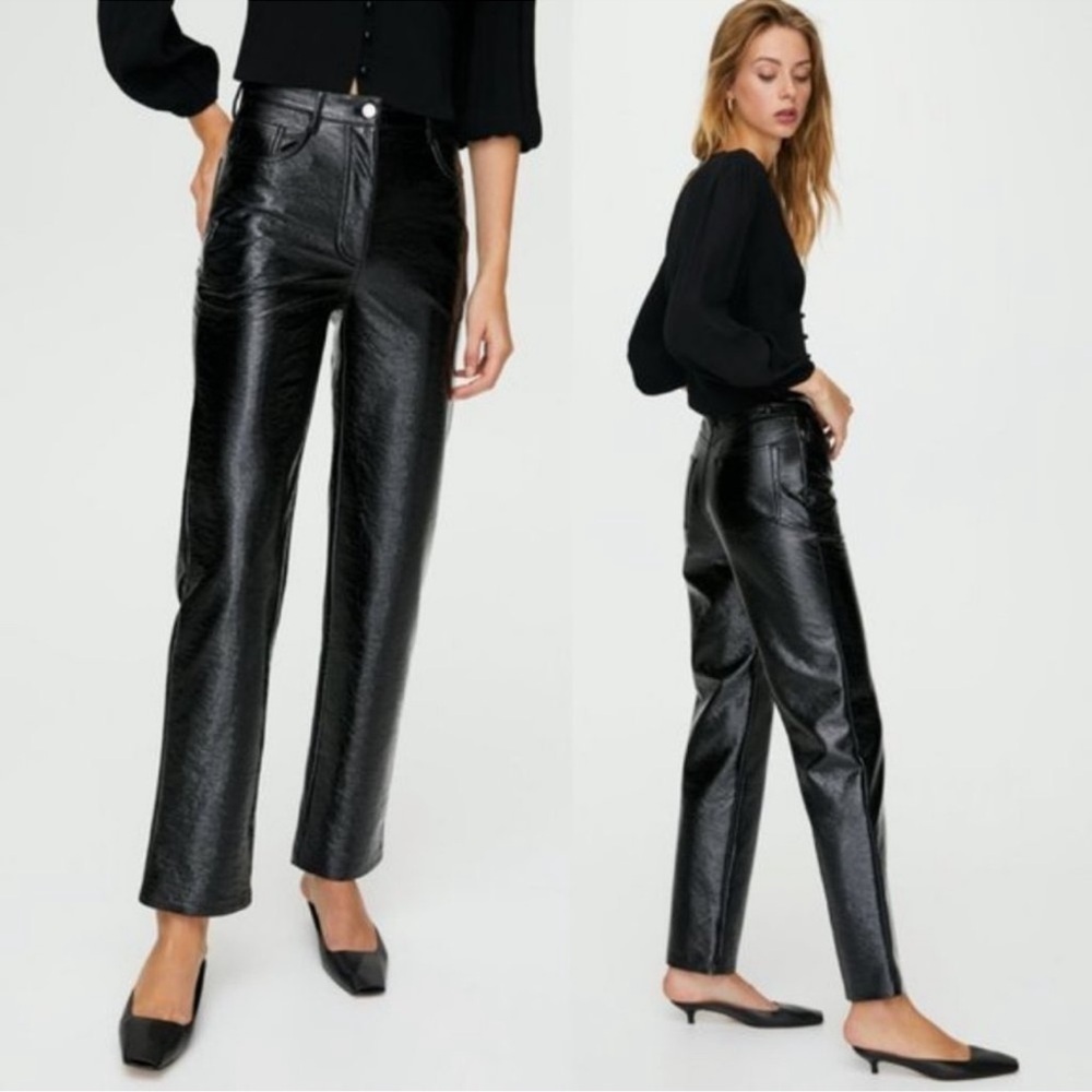 Aritzia Wilfred The Melina Faux Leather Pant in Black Womens Size 6 Date Chic